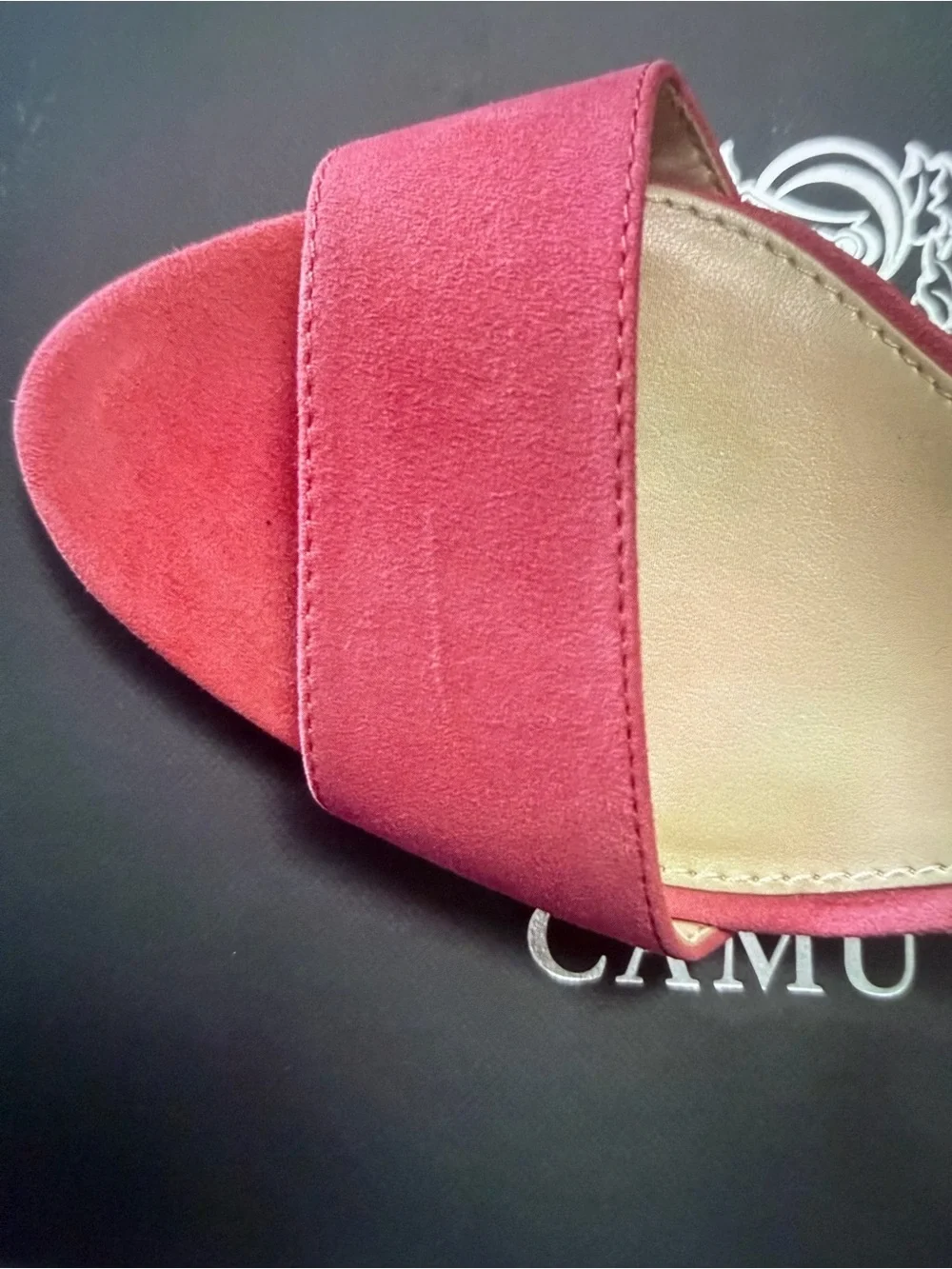 Vince Camuto Pink Suede Ankle-Strap Block Heel Sandals